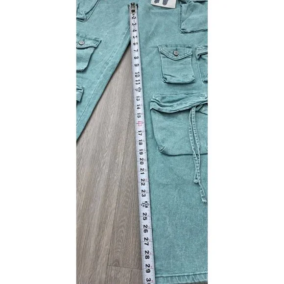 VIP Jeans Teal Green Cargo Straight Leg Size 9 29W - Picture 6 of 14